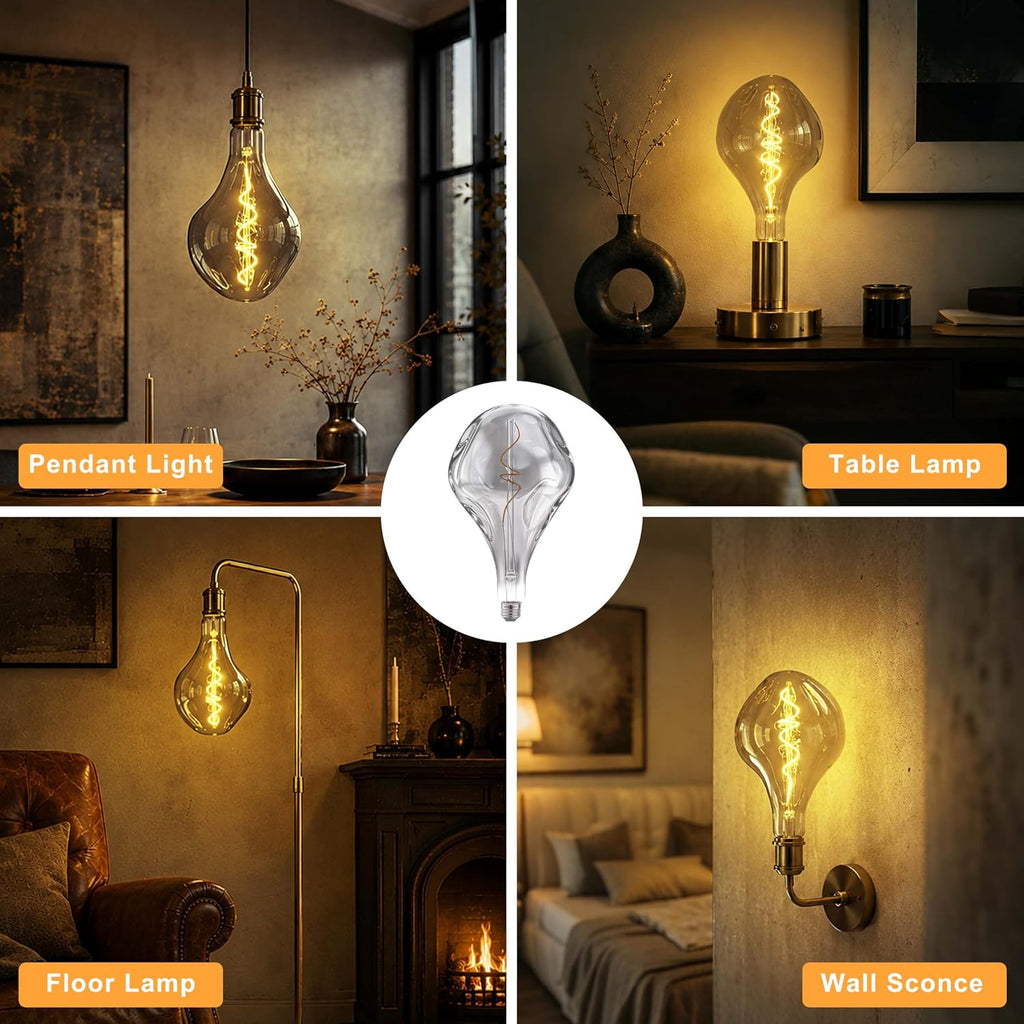 Dimmable Oversized LED Edison Bulb 40 Watt Equivalent, Smoke Grey