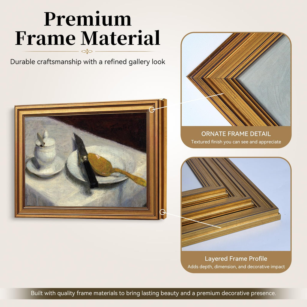 Before Meals Still Life Vintage Gold Framed Wall Art 16x24 inch