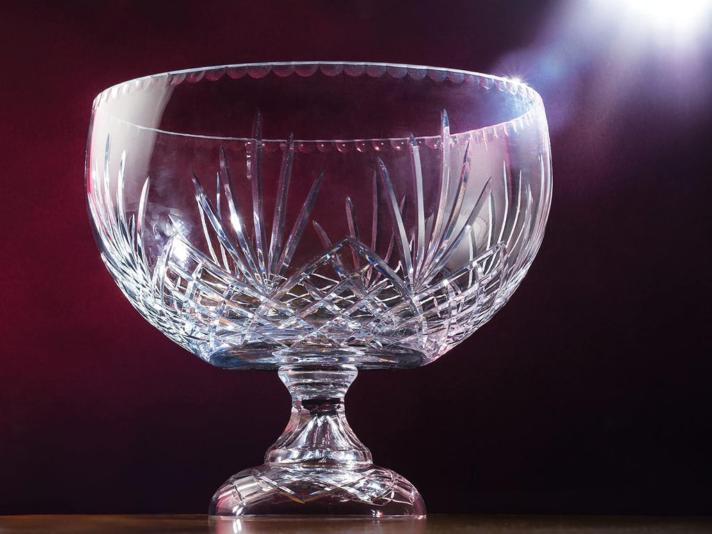 European Crystal - Handmade - Large Centerpiece Footed Bowl -Punch Bowl - 12" D - (12" Diameter) - 270 oz - 8.5