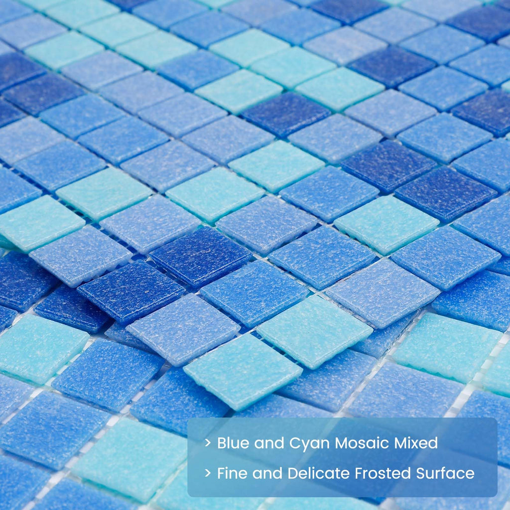 Glass Mosaic Pool Tile Backsplash 12 Inch 10P Dark Blue