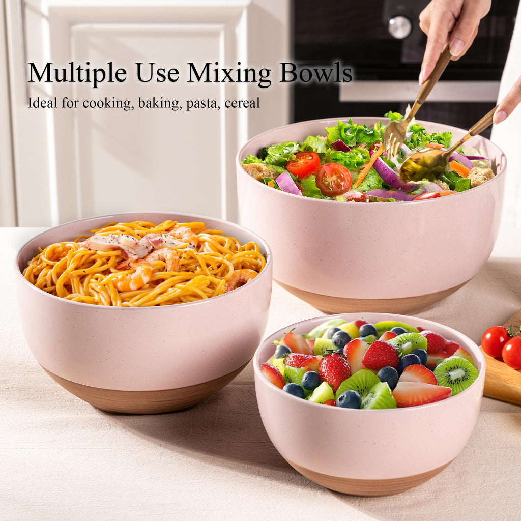Ceramic Mixing Bowls,Stoneware Nesting Bowls Set of 3