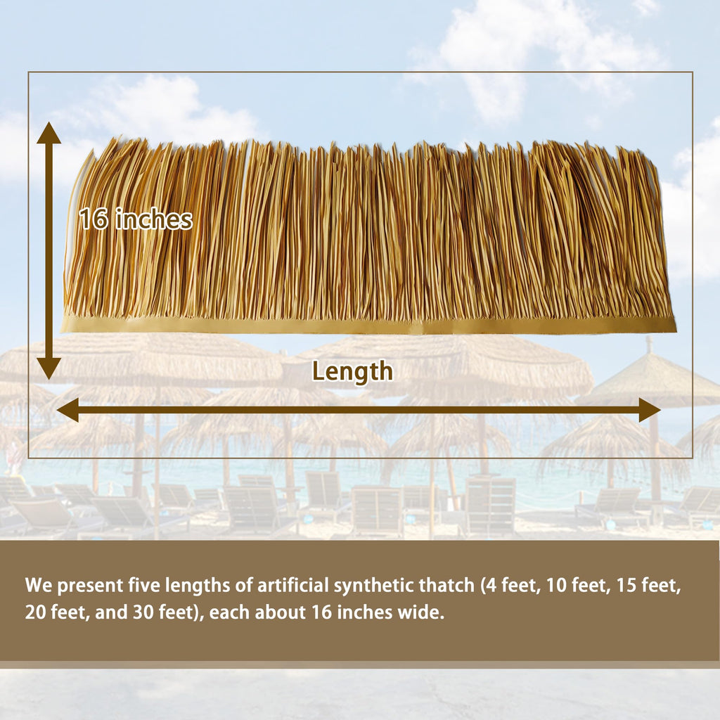 Premium Mexican Style Artificial Palm Thatch Roof Rolls. 5 Lengths, 2 Colors. Waterproof. Easy Install. Ideal for