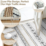 BESTSWEETIE 8x10 Area Rugs for Living Room Washable Moroccan Farmhouse Neutral Geometric Low Pile Non-Slip Soft Print