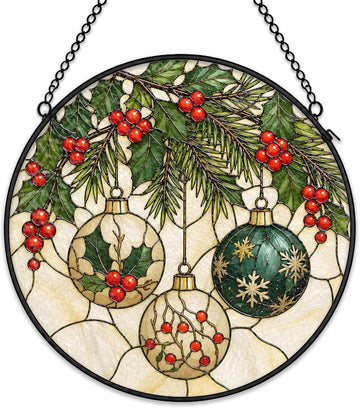 Christmas Ornament Stained Glass Suncatcher Garden Hanging Decor