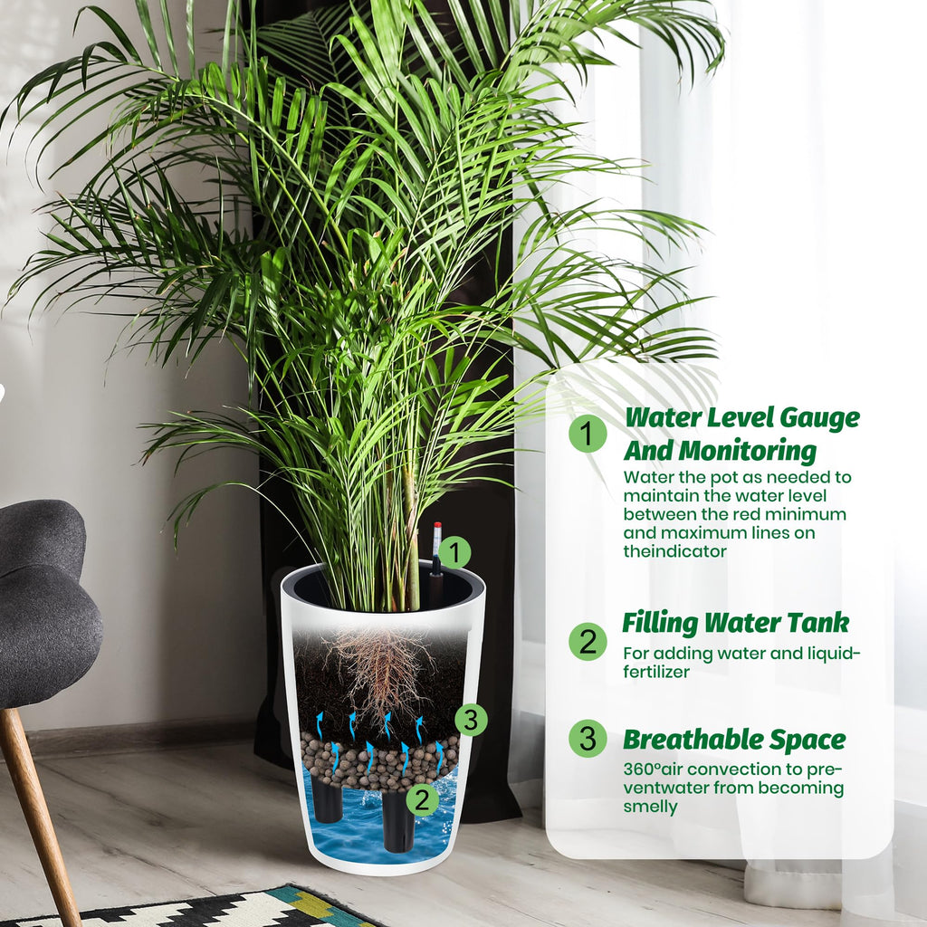 Tall Planters for Outdoor Plants, 16 in Planters Set of 4, White