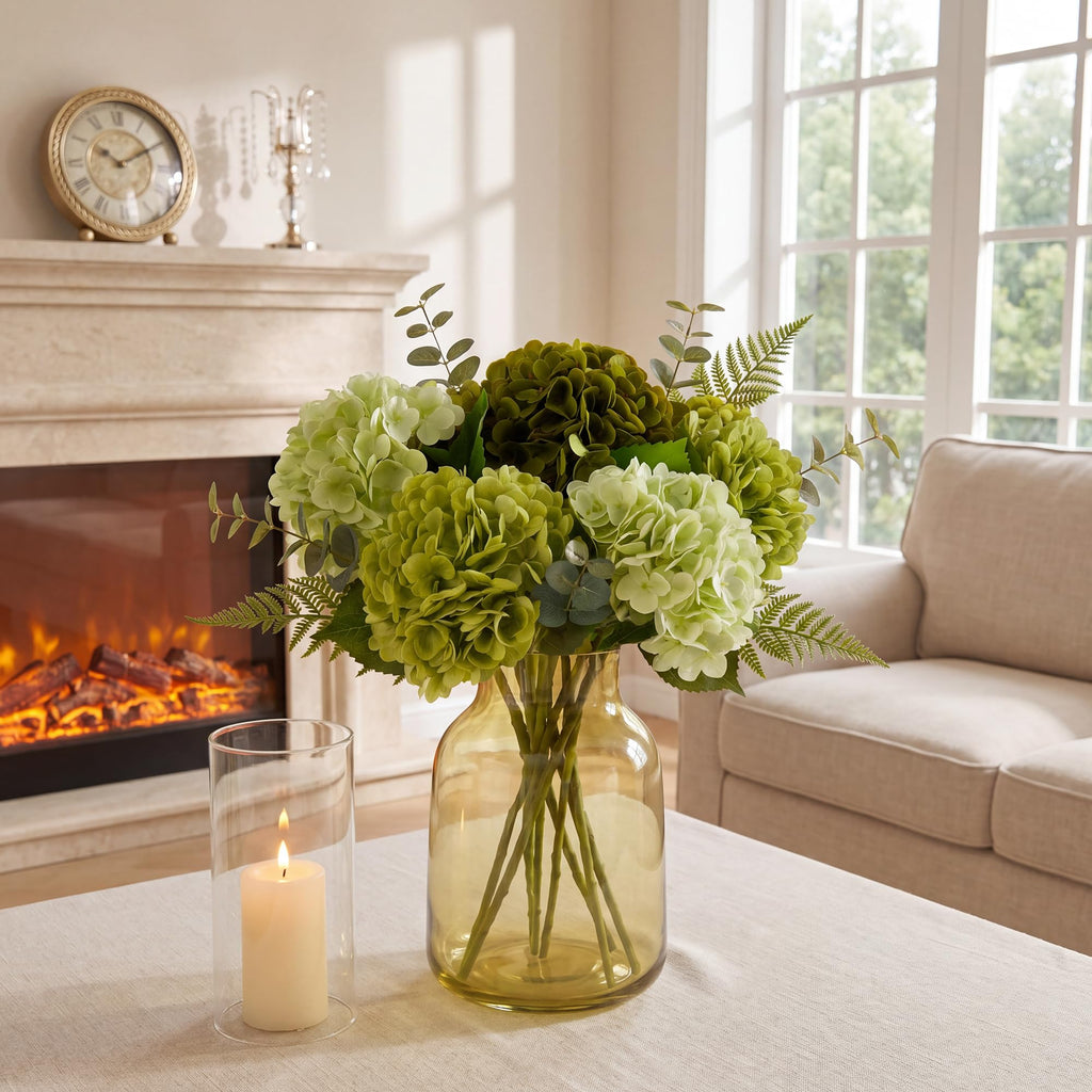 6 Pcs Mix Green Artificial with Fens & Eucalyptus