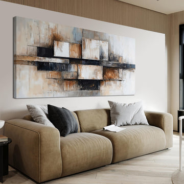 Modern Abstract Geometric Oversized Wall Art Decor Modern Abstract Beige And Black Wall Art Geometric Decorations