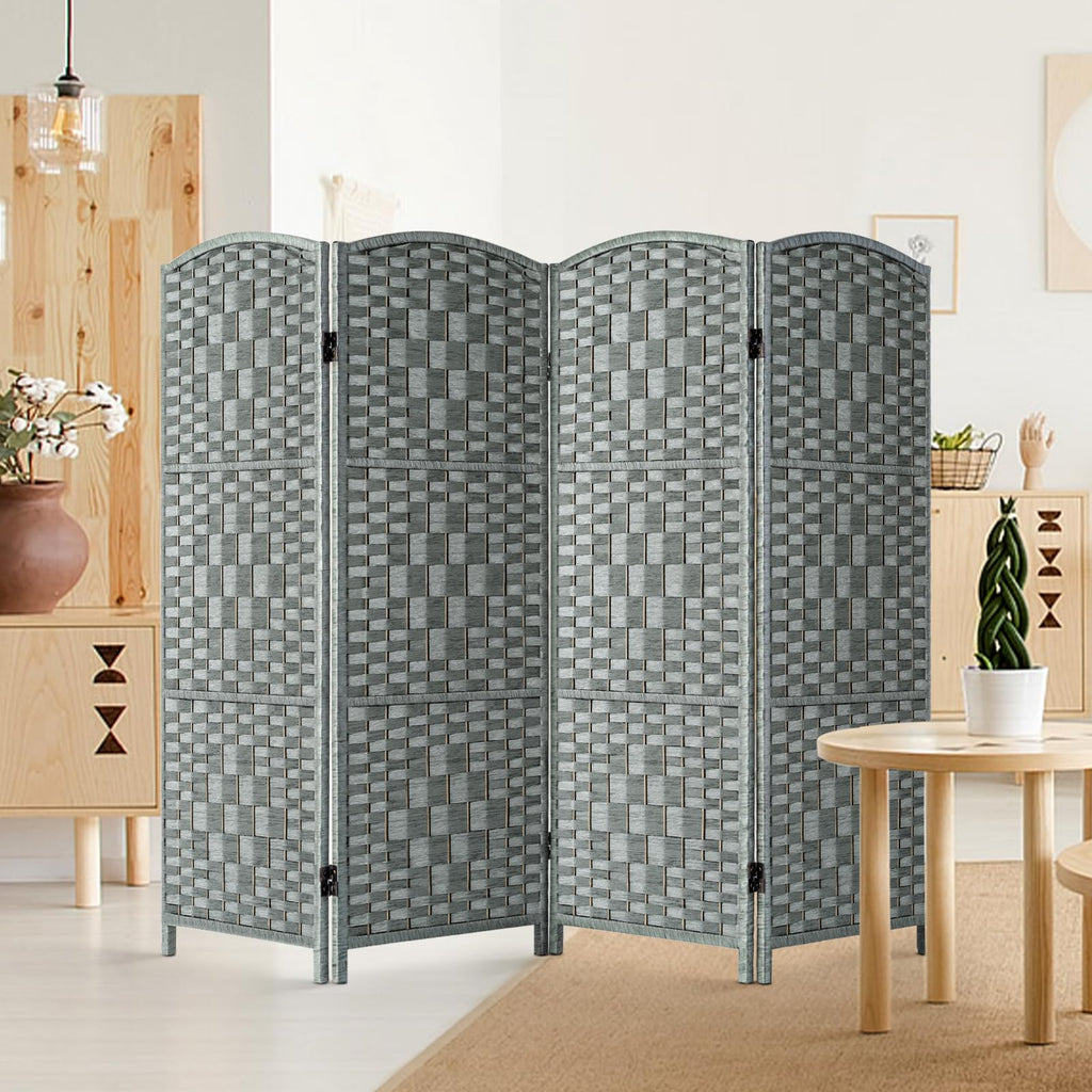 Short Room Divider, Small Folding Privacy Screens, 4 Panel Grey