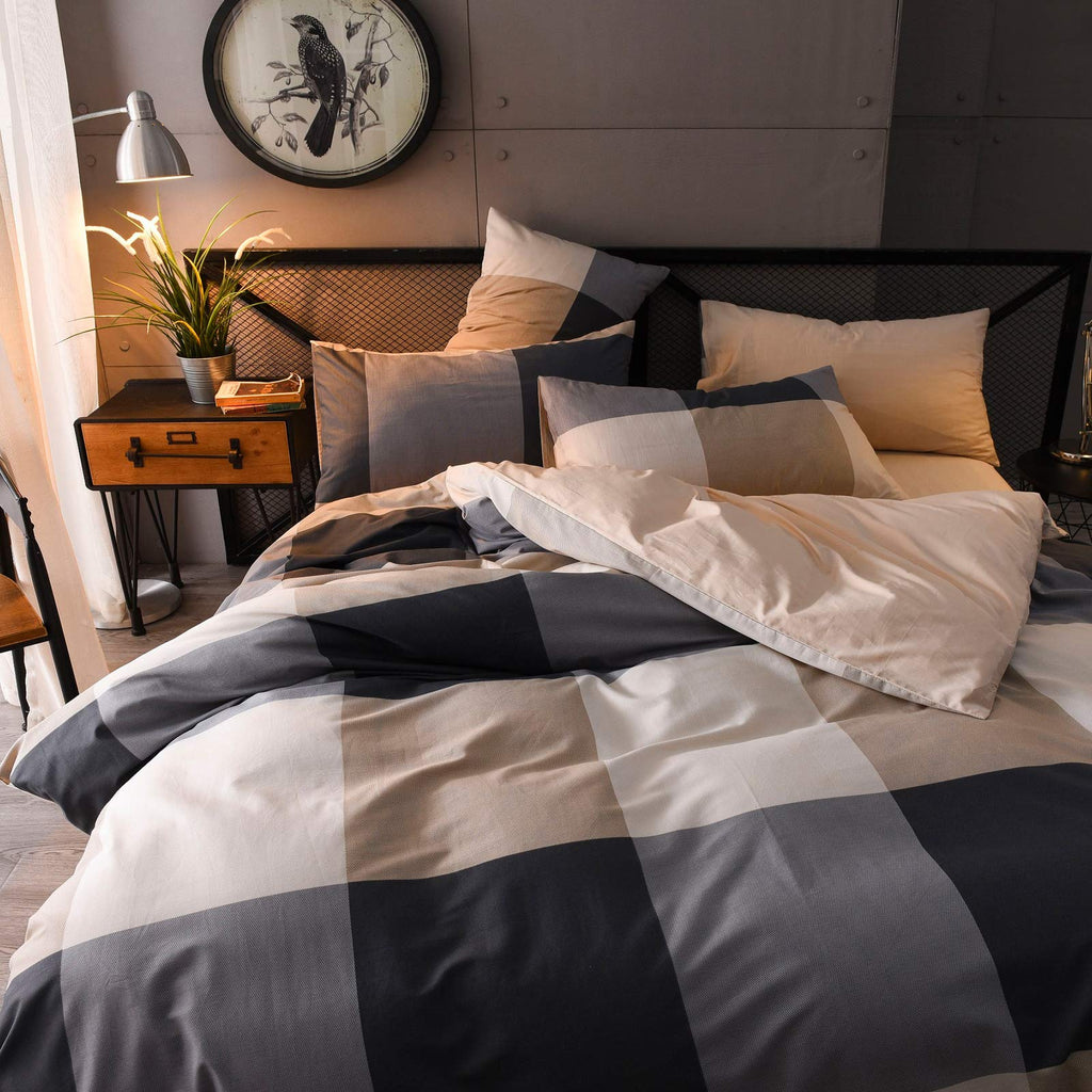 Buffalo Plaid Comforter Set 3 Pieces Soft Cute Plaid Bedding Comforter Lightweight Check Geometric Style