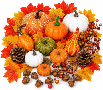 120-Piece Set with Artificial Mini Pumpkins and Gourds - Set of 120