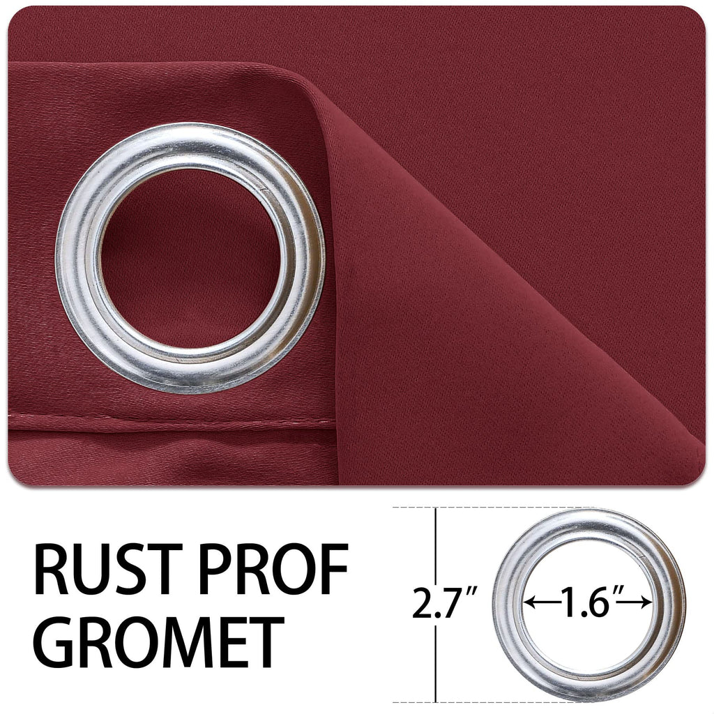 Outdoor Windproof Curtains Thermal Insulated Noise Reducing Lightproof Blackout Draperies Grommet at Top and Bottom