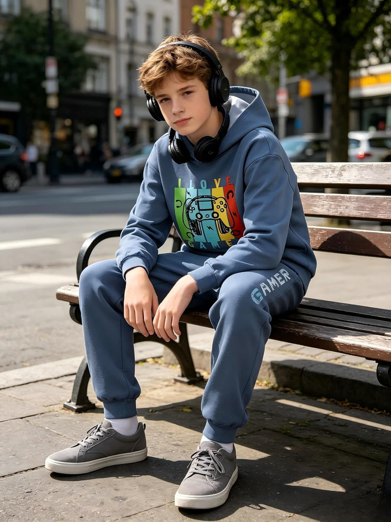 Boy's 2 Piece Outfits Sweatsuit Gamer Graphic Hoodie Jogger Pants Set