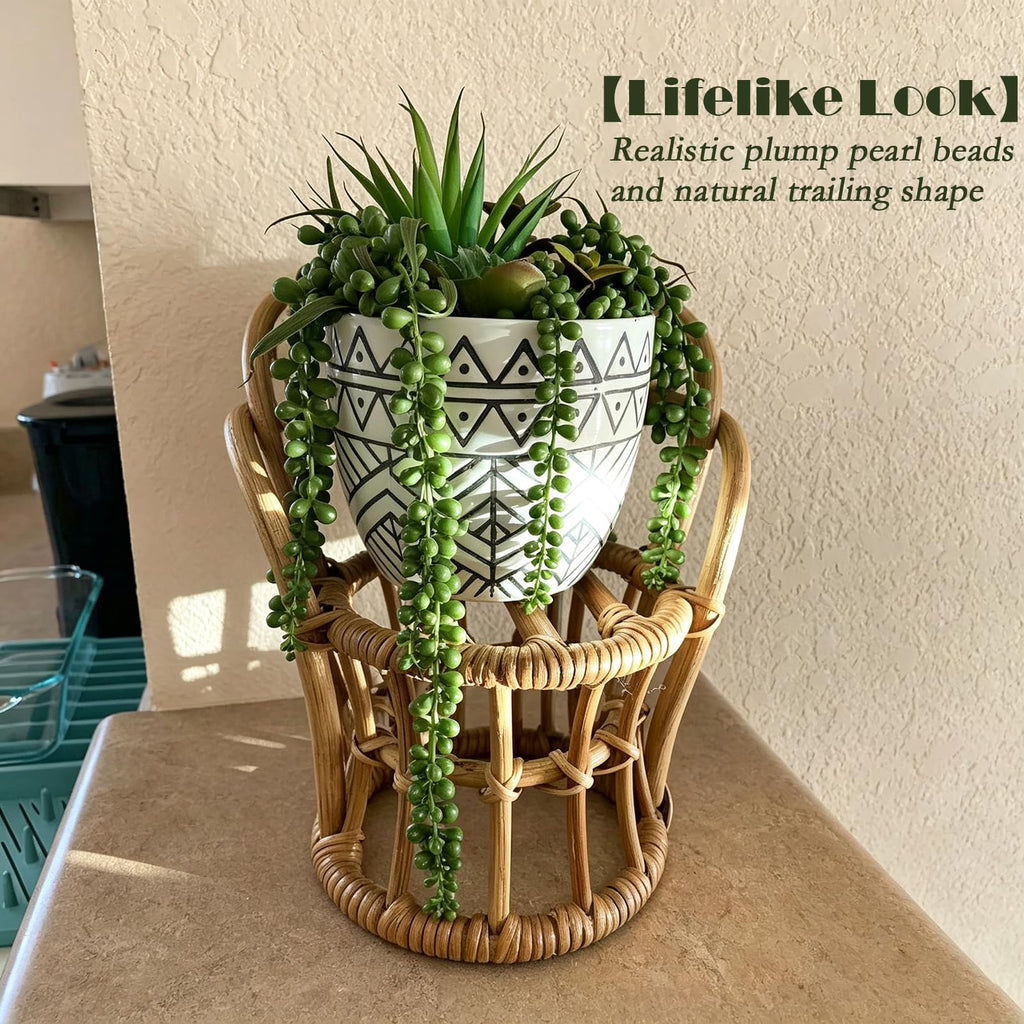 8Pcs Artificial Short Hanging Succulents Plants with Leaves 13.7in