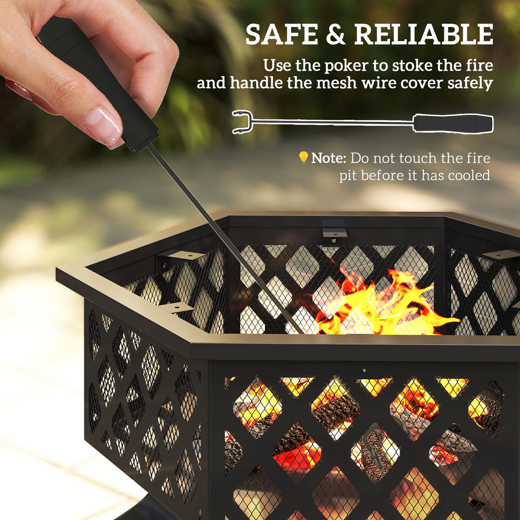 28" Outdoor Fire Pit Grill Portable Wood Burning Firepit