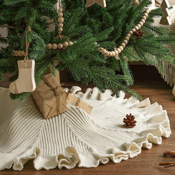 Knit Christmas Tree Skirts, Neutral Tree Skirt, Cozy Christmas Decorations