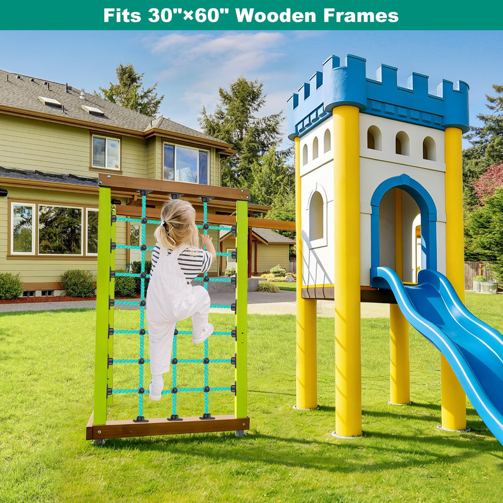Kids Climbing Net with Mount Base for 30"× 60" Wooden Frames