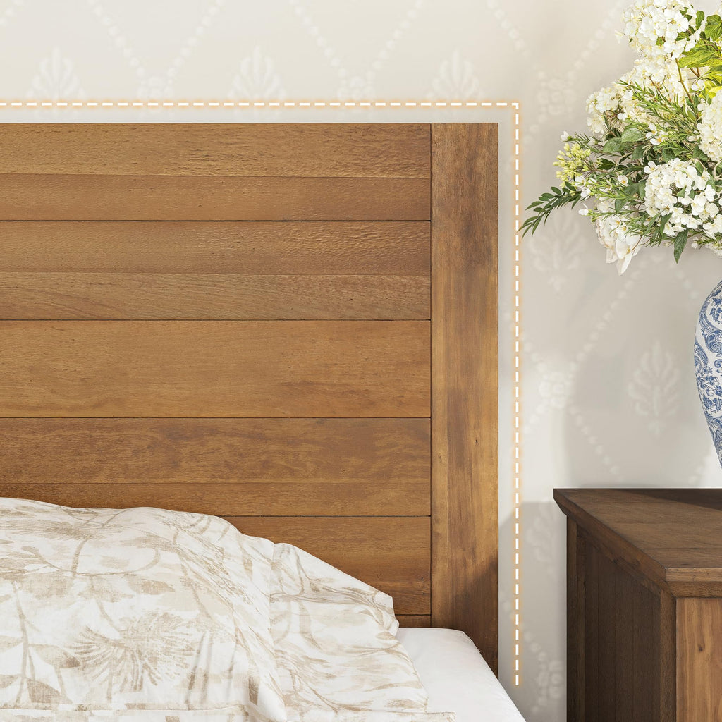 Queen Size Bed Frame, 100% Solid Acacia, Dark Wood