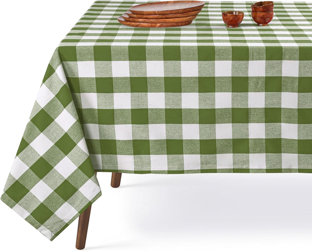 Cotton tablecloth - White, Mint Green