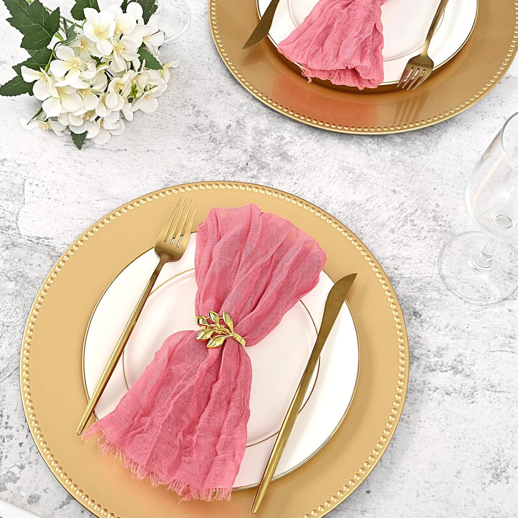 Gold Charger Plates Bulk, 13" Round Beaded Plate Chargers - Set of 24