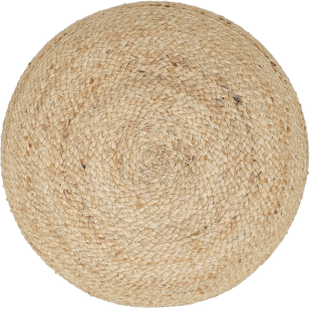 Jute Circular Pouf Ottoman Foot Stool - Jute Natural, Set of 2
