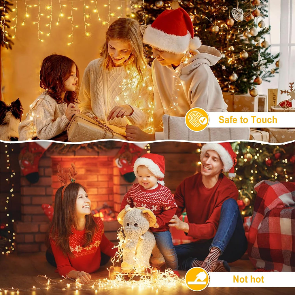 624 LED Warm White Icicle Christmas Lights, 58.8FT, Remote, Timer, 8 Modes