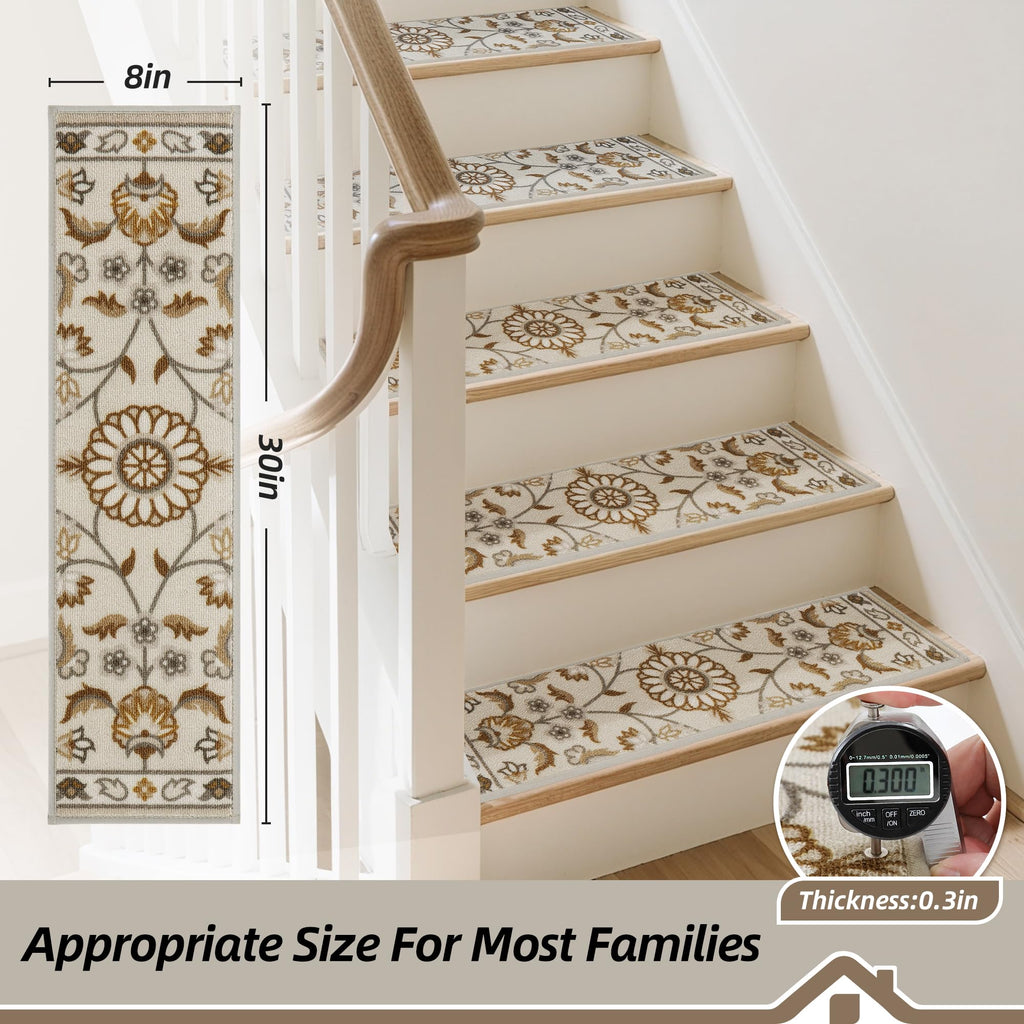 For Wooden Steps, 8"X30", 15pcs, Brown/Grey