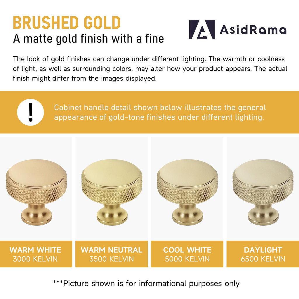 10 Pack Brushed Gold Knurled Cabinet Knobs Kitchen Cabinet Pulls Gold Hardware for Cupboard Dresser Drawer