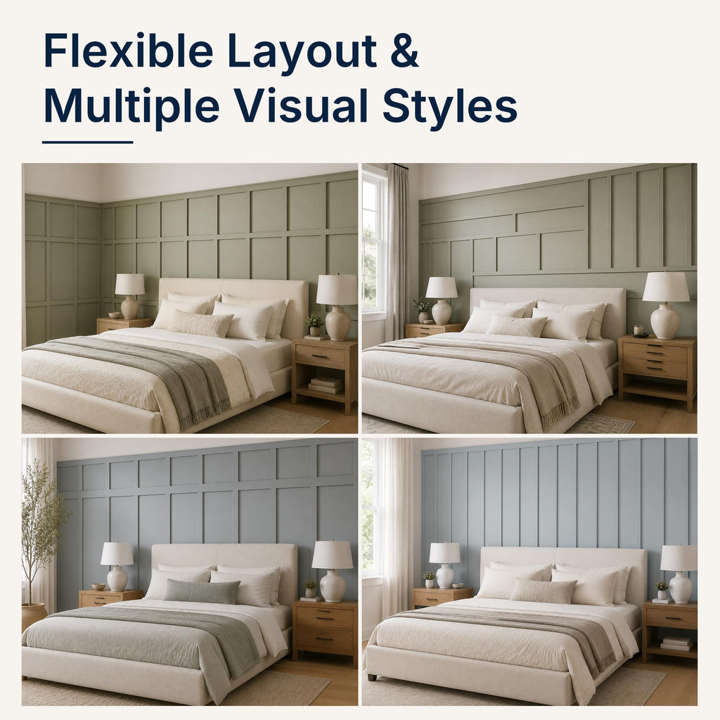 MDF Board and Batten Wainscoting Kit 180x70in Wall Panels