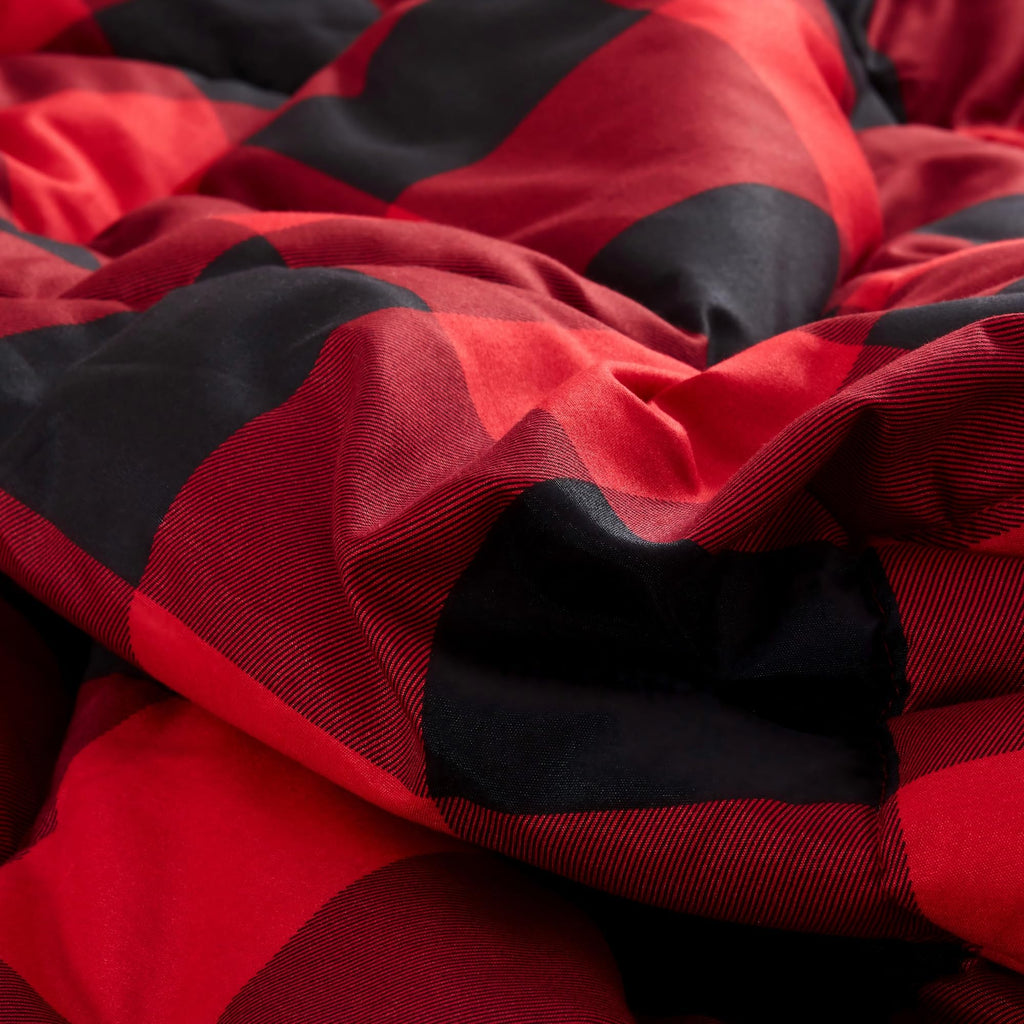 Red Black Buffalo Plaid Comforter Set (66"x90")