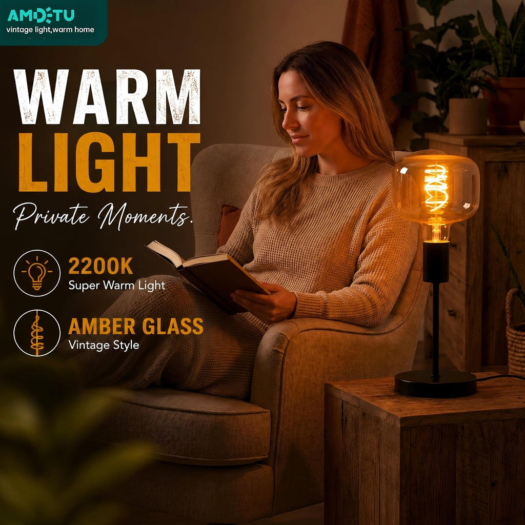 Large Amber Oversized LED Edison Bulb Dimmable 2200K E26 5W (40W Eq) 1PK