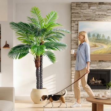 Large Artificial Tree Fake Silk Palm Plastic plantas Indoor Outdoor Realistic Floor Plants Big Faux Tropical Palm