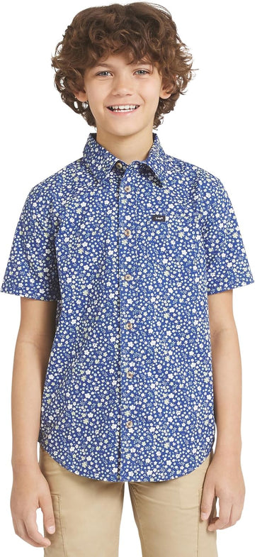 Boys Short Sleeve Printed Button Down Shirt for Kids