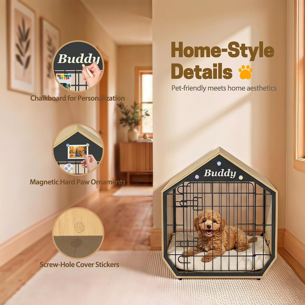 25.5" Dog Crate Furniture, Modern Decorative Kennels Indoor