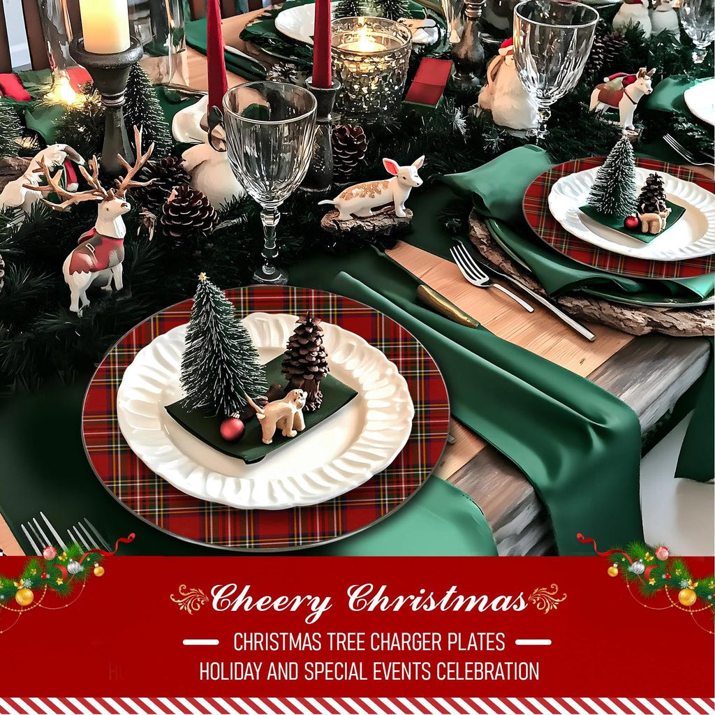 13" Red Charger Plates Set of 6, Round Christmas Plate Chargers