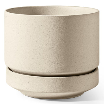 12 Inch Pots for Plants with Saucer, Ceramic Indoor Planter Pot for Plants with Drainage Hole, Mesh Pad Included