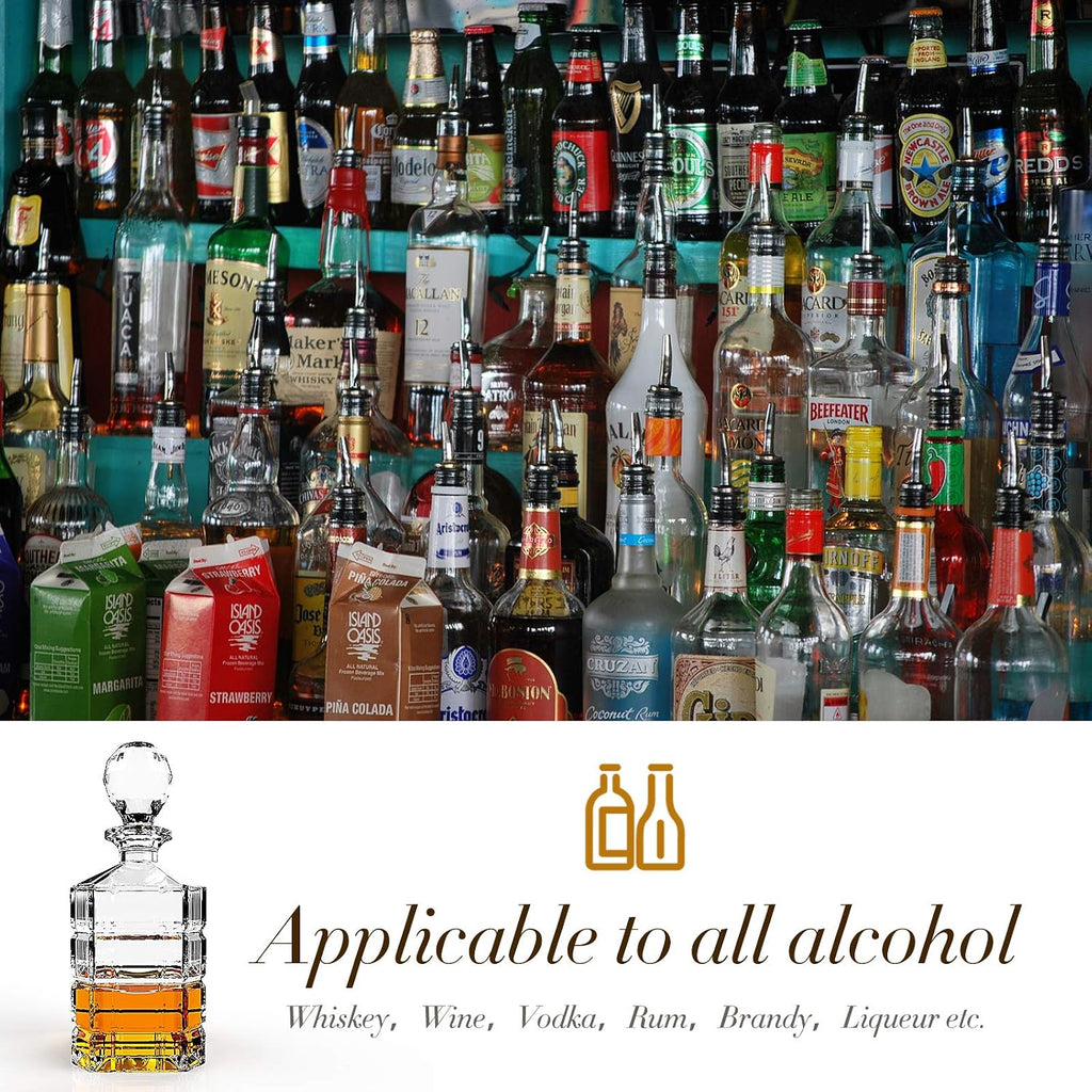 Glass Decanter with Airtight Geometric Stopper - Whiskey Decanter for Wine, Bourbon, Brandy, Liquor, Juice, Water
