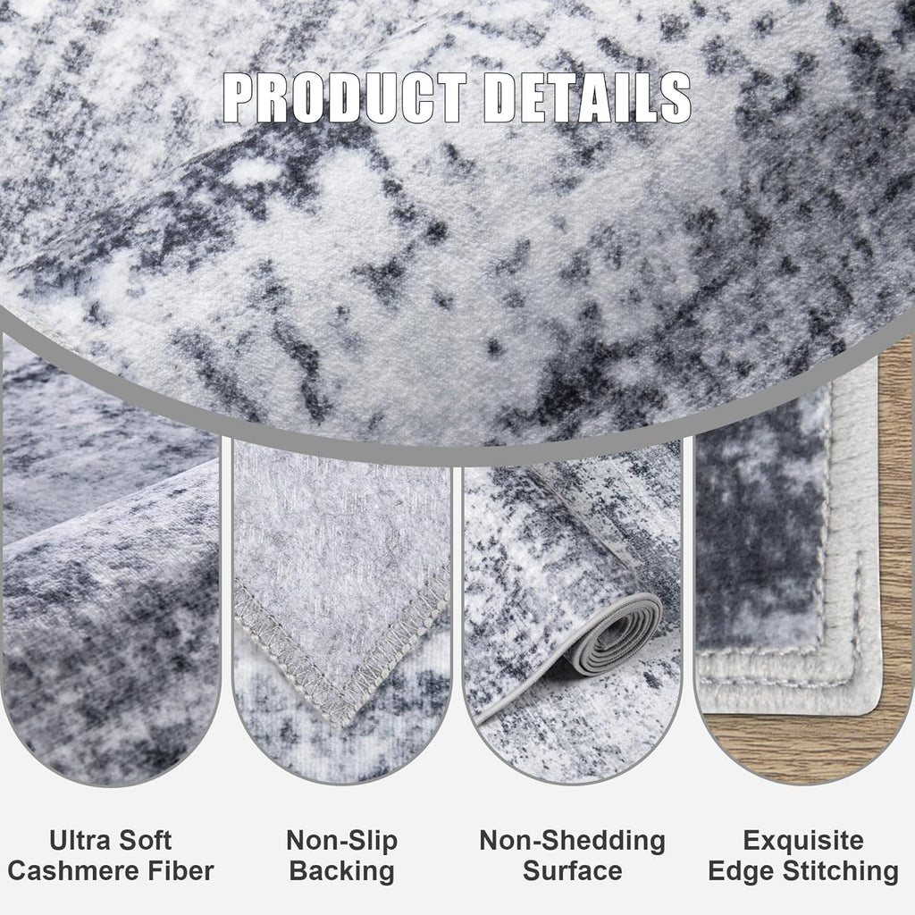 5x7 Area Rug Living Room Rug: Washable Modern Abstract Soft Thin Rug Indoor Floor No Slip Stain Resistant Carpet