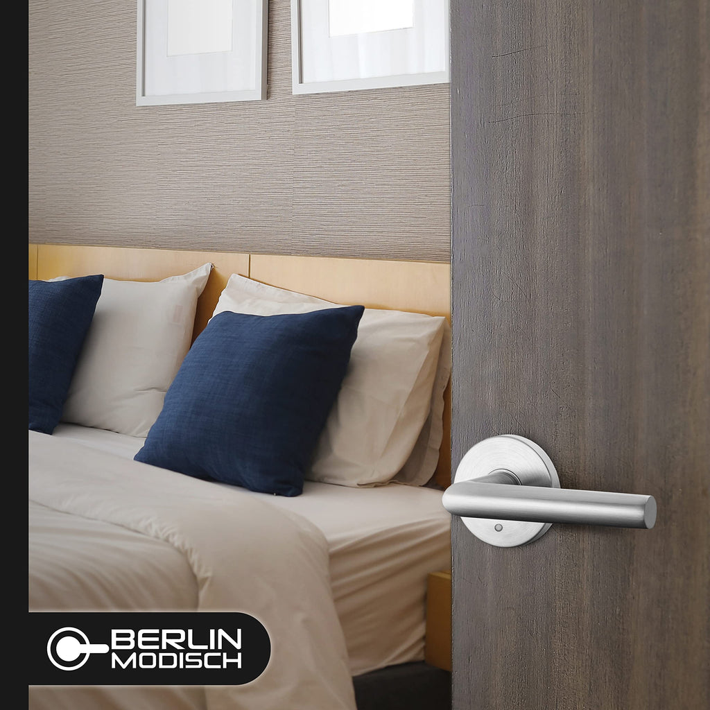 Privacy Lever Door Handle Sleek Round Easy to Open Locking Lever Set [ ] Reversible for Right & Left Sided Doors