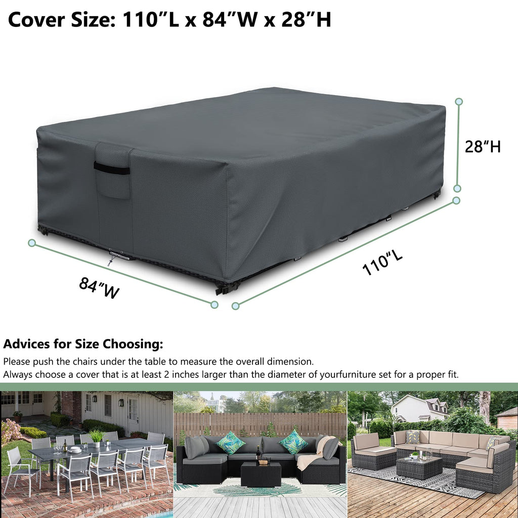 Outdoor Furniture cover Waterproof, Outdoor Sectional Cover, Rectangular Patio Covers for Outdoor Furniture Set, 110"