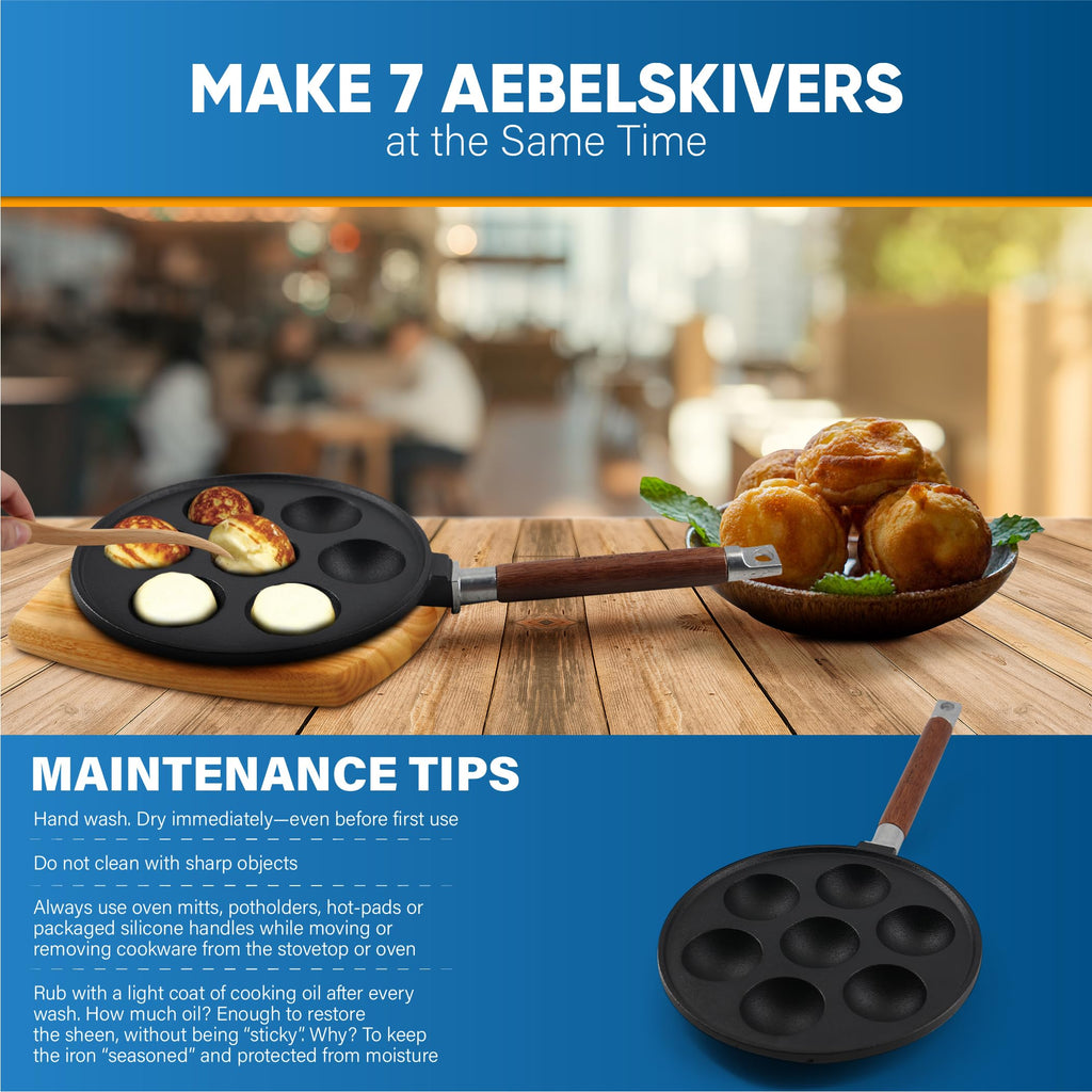 7-Hole Cast Iron Aebleskiver Pan