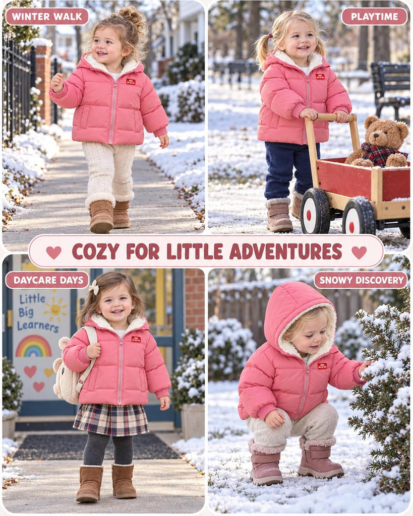 Baby Toddler Hooded Winter Coat Fleece Lined Puffer Jacket 6M