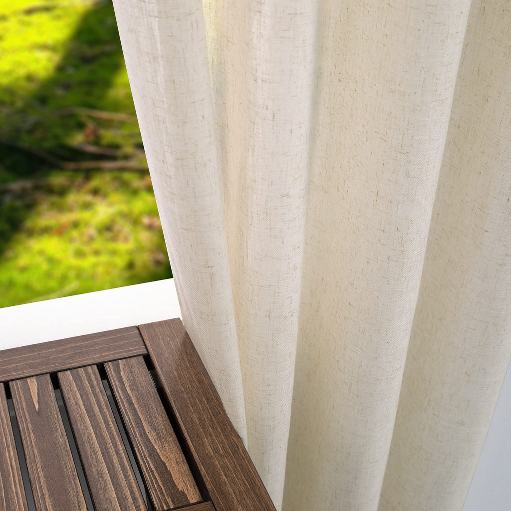 100 Inch Curtains 2 Panels, Boho Light Filtering Semi Sheer Linen Drapes, Oatmeal, 52" W X 100" L