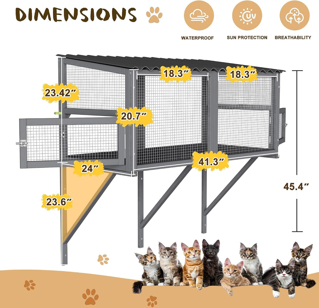 Cat Catio Window Perch for Large Cats - Outdoor Cat Enclosure Window, Catio Window Box Hommock for Inside Cats