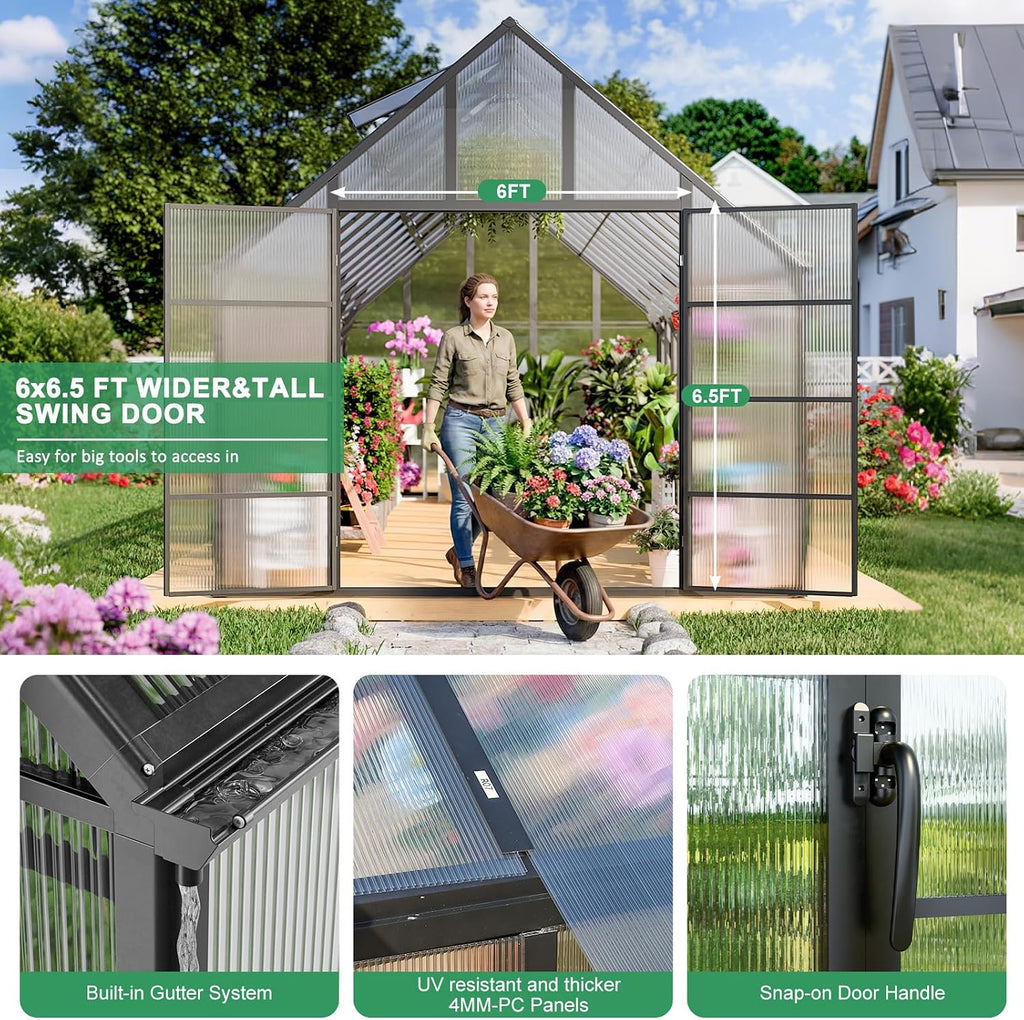 32x10x10 FT Extra Large Greenhouse for Outdoor with Transparent Roof Vents Swing Door, Easy Assembly Heavy Duty