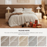 Queen Comforter Set - Beige Soft Bedding for All Seasons, Cationic Dyed Bed Set, 3 Pieces