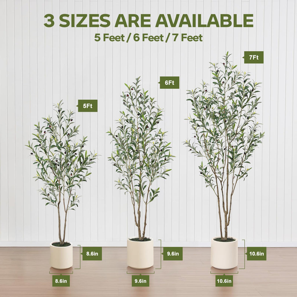 6FT Olive Trees Artificial Indoor with White Planter