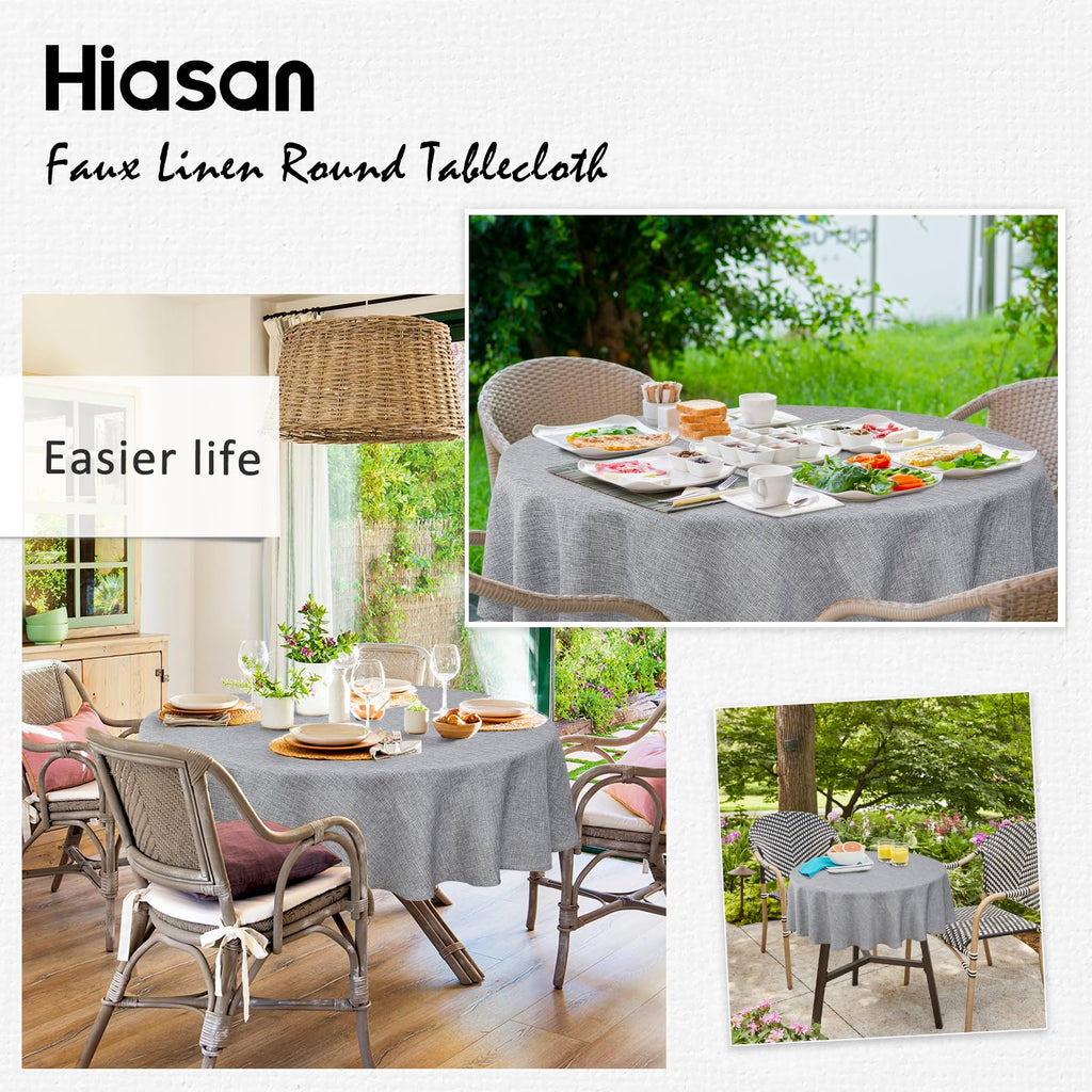 Round Linen Tablecloth 50 Inch Dining Room, Grey