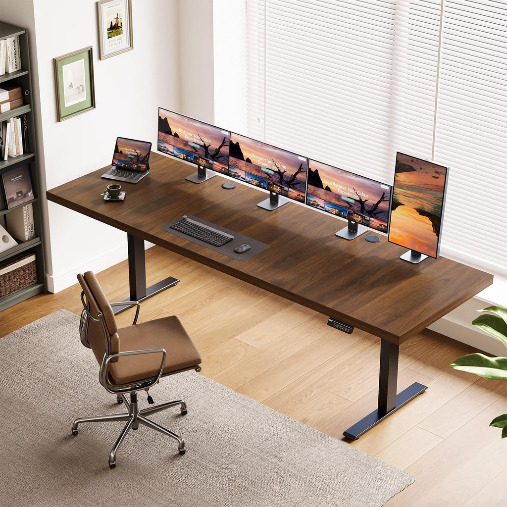79 Inch Executive Electric Standing Desk Height Adjustable, Walnut