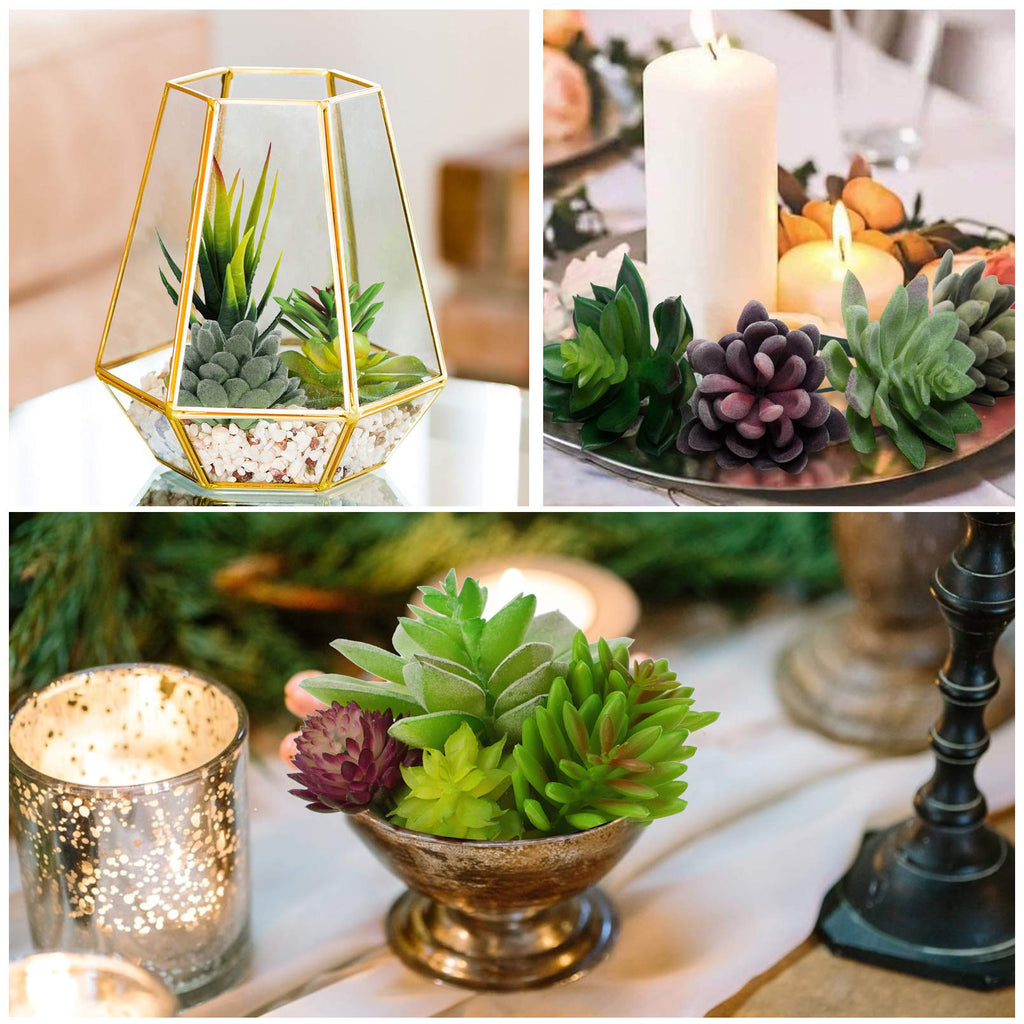 16pcs Fake Succulents, Artificial Succulent Plants for Outdoors