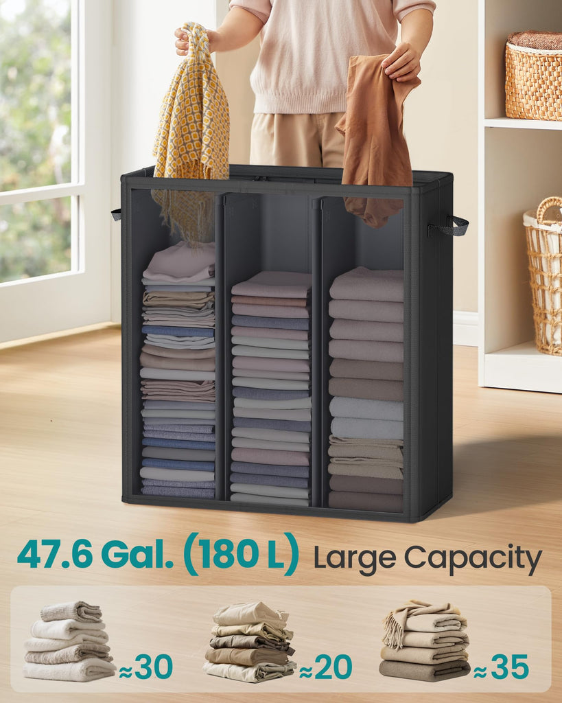 160L Laundry Hamper, 4-Compartment Laundry Sorter with Lid